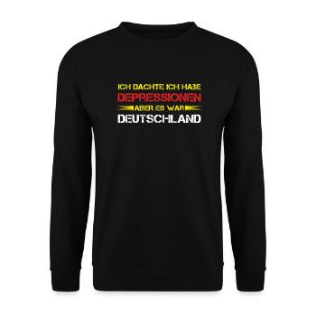 Ich dachte ich habe Depressionen es war Deutschtla - Unisex Pullover - Schwarz - Vorne - Alina (178cm) & Michal (187cm)