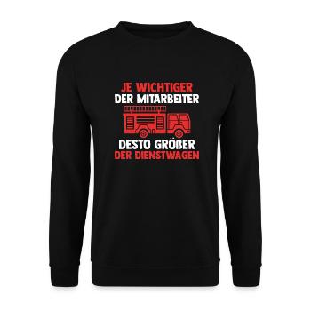 Feuerwehrmann Löschfahrzeug Feuerwehr - Unisex Pullover - Schwarz - Vorne - Alina (178cm) & Michal (187cm)