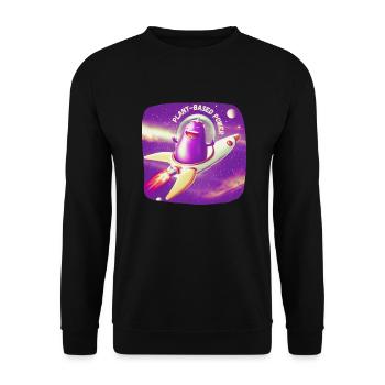Aubergine astronaut in space plant based power - Unisex Sweatshirt - black - Front - Alina (178cm) & Michal (187cm)