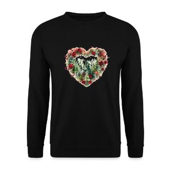 Coeur de Noël rouge et vert. - Sweat-shirt Unisexe - noir - Devant - Alina (178cm) & Michal (187cm)