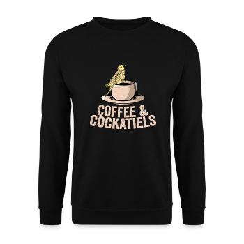 Coffee & Cockatiels Parrot Owner Bird Avian - Unisex Sweatshirt - black - Front - Alina (178cm) & Michal (187cm)