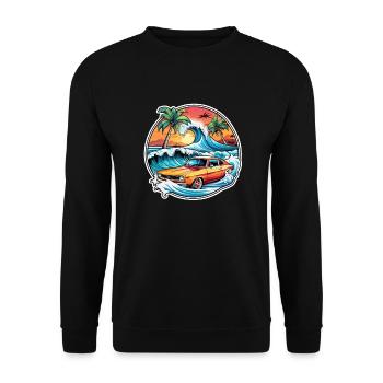 surf plage palmier soleil vacances - Sweat-shirt Unisexe - noir - Devant - Alina (178cm) & Michal (187cm)
