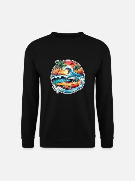 surf plage palmier soleil vacances - Sweat-shirt Unisexe - noir