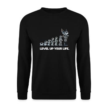 Verbessere dein Leben - Unisex Pullover - Schwarz - Vorne - Alina (178cm) & Michal (187cm)