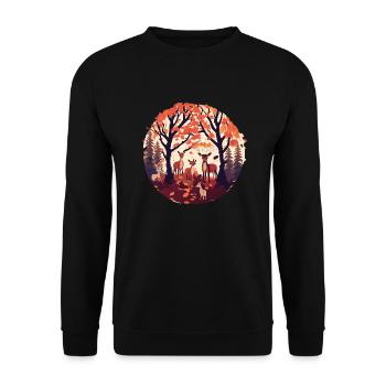 A Deer Family (Fall Collection #8) - Unisex Sweatshirt - black - Front - Alina (178cm) & Michal (187cm)