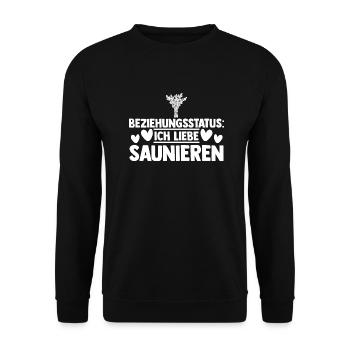 Wellness Saunagänger Saunieren Saunierer Sauna - Unisex Pullover - Schwarz - Vorne - Alina (178cm) & Michal (187cm)