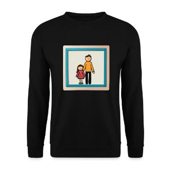 Familie / Vater / Tochter - Unisex Pullover - Schwarz - Vorne - Alina (178cm) & Michal (187cm)