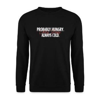 probably hungry likely sleepy always cold Vintage - Sweat-shirt Unisexe - noir - Devant - Alina (178cm) & Michal (187cm)