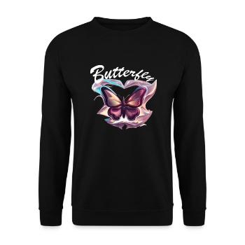 Chrome Butterfly - Unisex Sweatshirt - black - Front - Alina (178cm) & Michal (187cm)
