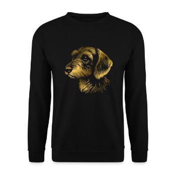 Teckel à poil dur teckel à poil dur dessin tête or - Sweat-shirt Unisexe - noir - Devant - Alina (178cm) & Michal (187cm)