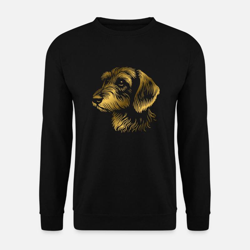 Rauhaardackel Rauhaarteckel Zeichnung Kopf gold - Unisex Pullover - Schwarz
