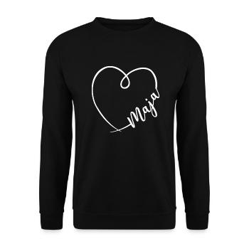 Maja Name Calligraphy Heart - Unisex Sweatshirt - black - Front - Alina (178cm) & Michal (187cm)