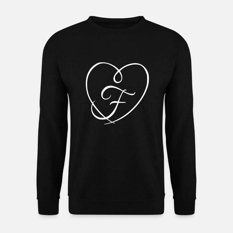 Buchstabe F Kalligrafie Herz - Unisex Pullover - Schwarz