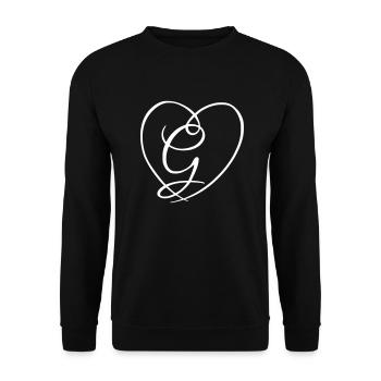 Buchstabe G Kalligrafie Herz - Unisex Pullover - Schwarz - Vorne - Alina (178cm) & Michal (187cm)