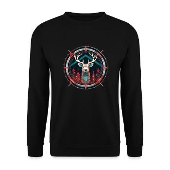 Deer in Ornament, Love Deers - Unisex Sweatshirt - black - Front - Alina (178cm) & Michal (187cm)