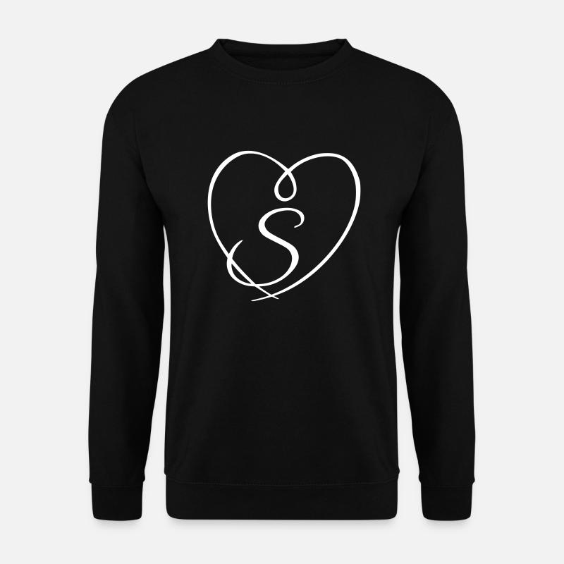 Letter S Calligraphy Heart - Unisex Sweatshirt - black
