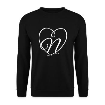 Lettre N coeur de calligraphie - Sweat-shirt Unisexe - noir - Devant - Alina (178cm) & Michal (187cm)