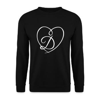 Buchstabe D Kalligrafie Herz - Unisex Pullover - Schwarz - Vorne - Alina (178cm) & Michal (187cm)