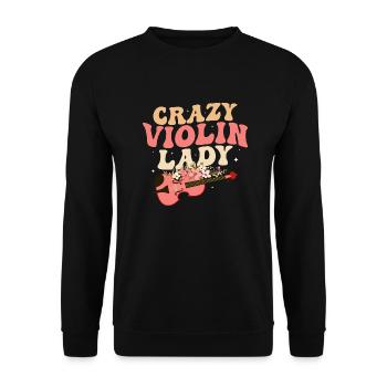Crazy Violin Lady Violinist Orchestra - Unisex Sweatshirt - black - Front - Alina (178cm) & Michal (187cm)