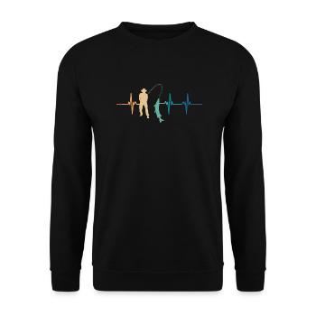 Fisherman's Heartbeat - Unisex Sweatshirt - black - Front - Alina (178cm) & Michal (187cm)