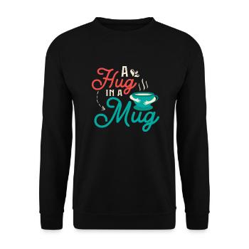 A hug in a mug Tea Bag Tea Drinker - Unisex Pullover - Schwarz - Vorne - Alina (178cm) & Michal (187cm)