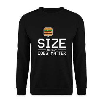 Size Really Does Matter - Burger Humor Gift - Unisex Sweatshirt - black - Front - Alina (178cm) & Michal (187cm)