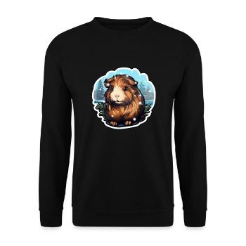 Winterliches Meerschwein - Unisex Pullover - Schwarz - Vorne - Alina (178cm) & Michal (187cm)