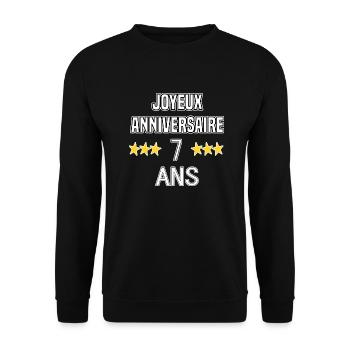 Joyeux Anniversaire 7 Ans - Sweat-shirt Unisexe - noir - Devant - Alina (178cm) & Michal (187cm)