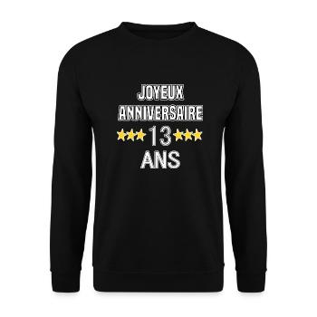 Joyeux Anniversaire 13 Ans - Sweat-shirt Unisexe - noir - Devant - Alina (178cm) & Michal (187cm)