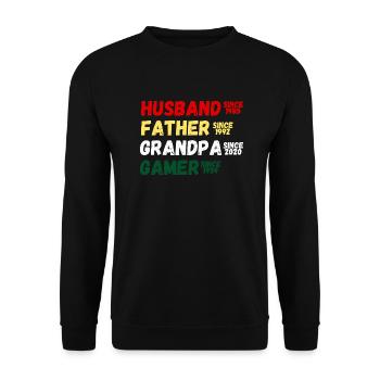 Chemise personnalisée papa grand-père, chemise de fête des pères - Sweat-shirt Unisexe - noir - Devant - Alina (178cm) & Michal (187cm)