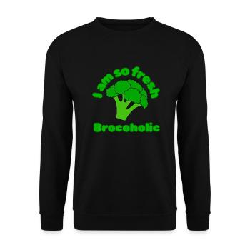 I am so fresh brocoholic, veganuary vegan gemüse - Unisex Pullover - Schwarz - Vorne - Alina (178cm) & Michal (187cm)