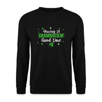 Having A Shamrockin' Good Time - Unisex Pullover - Schwarz - Vorne - Alina (178cm) & Michal (187cm)