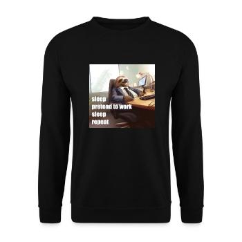 Sleep, pretend to work, sleep, repeat. - Unisex Pullover - Schwarz - Vorne - Alina (178cm) & Michal (187cm)