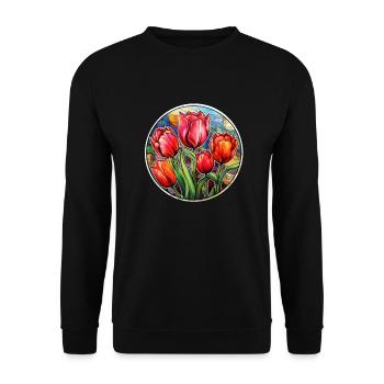 Champ de tulipes - Sweat-shirt Unisexe - noir - Devant - Alina (178cm) & Michal (187cm)