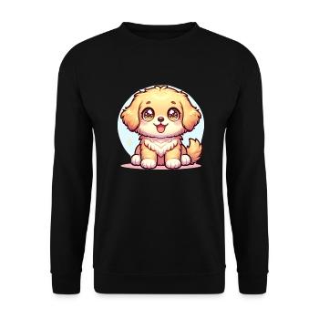 Digital illustration of cute extra kawaii Golden - Unisex Sweatshirt - black - Front - Alina (178cm) & Michal (187cm)