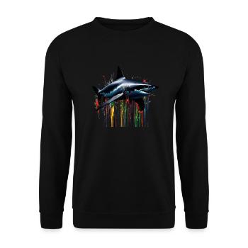 Art de la peinture de requin coloré - Sweat-shirt Unisexe - noir - Devant - Alina (178cm) & Michal (187cm)