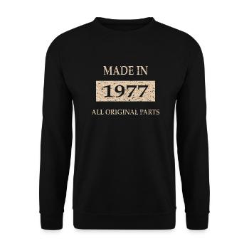1977 Geschenkidee Retro - Unisex Pullover - Schwarz - Vorne - Alina (178cm) & Michal (187cm)