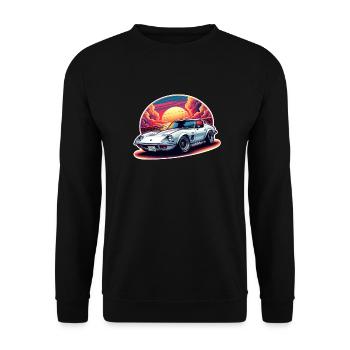 voiture vintage couché de soleil - Sweat-shirt Unisexe - noir - Devant - Alina (178cm) & Michal (187cm)