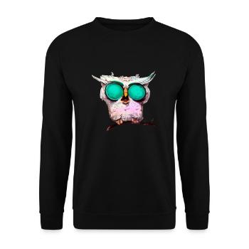 Owl_ 02 - Unisex Sweatshirt - black - Front - Alina (178cm) & Michal (187cm)