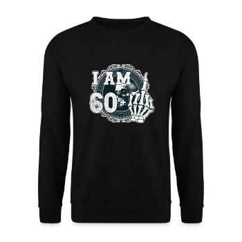 I'm 60 plus 1 middle finger Skull funny 61st - Unisex Sweatshirt - black - Front - Alina (178cm) & Michal (187cm)