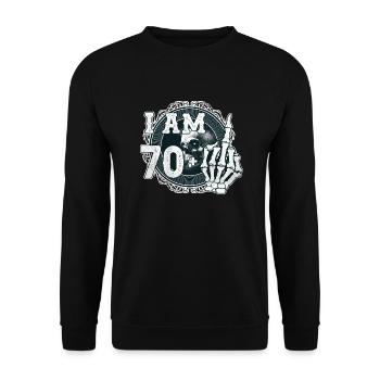 I'm 70 plus 1 middle finger Skull funny 71st - Unisex Sweatshirt - black - Front - Alina (178cm) & Michal (187cm)
