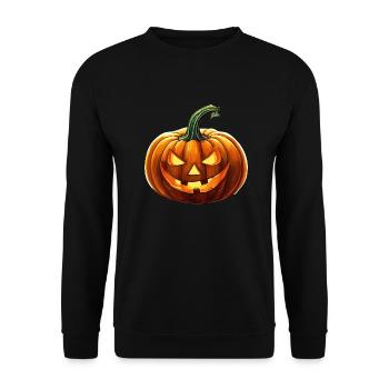 Costume d’Halloween drôle sculpté citrouille - Sweat-shirt Unisexe - noir - Devant - Alina (178cm) & Michal (187cm)