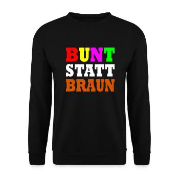 bunt statt braun - Unisex Pullover - Schwarz - Vorne - Alina (178cm) & Michal (187cm)