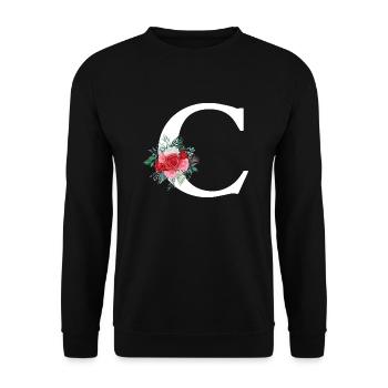 Lettre c floral rouge - Sweat-shirt Unisexe - noir - Devant - Alina (178cm) & Michal (187cm)