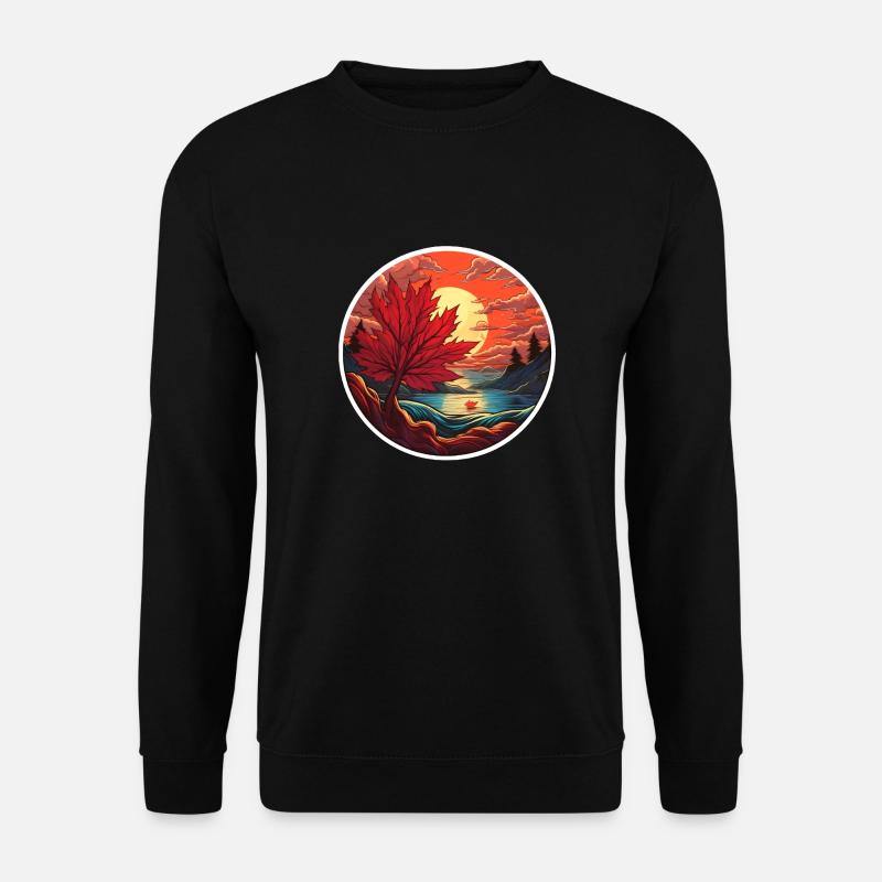 Maple leaf at sunset - Unisex Sweatshirt - black