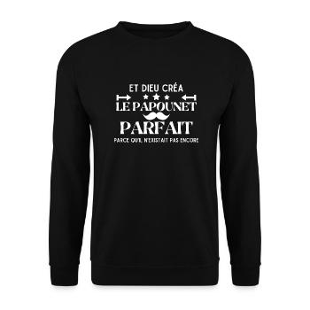 GOTT SCHUF DEN PERFEKTEN OPA - Unisex Pullover - Schwarz - Vorne - Alina (178cm) & Michal (187cm)