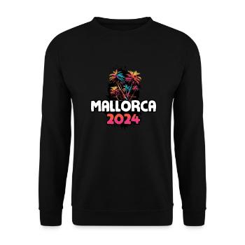Mallorca 2024 Urlaub Reise Bunt - Unisex Pullover - Schwarz - Vorne - Alina (178cm) & Michal (187cm)