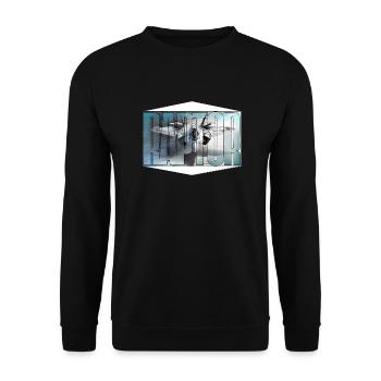 kampfjet ,raptor, - Unisex Pullover - Schwarz - Vorne - Alina (178cm) & Michal (187cm)