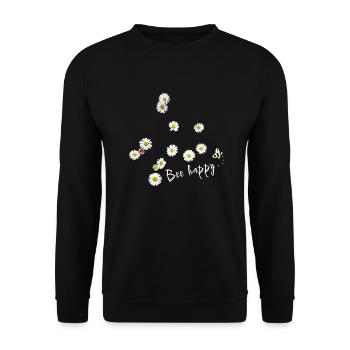 Bee happy, bee, daisy, flowers - Unisex Sweatshirt - black - Front - Alina (178cm) & Michal (187cm)