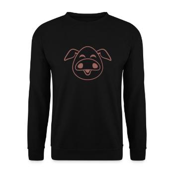 Pig Face Animal Love Small Cute Piggy - Unisex Sweatshirt - black - Front - Alina (178cm) & Michal (187cm)